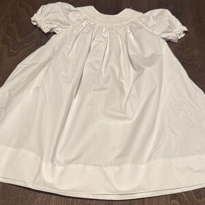 Petit Ami Elegant White Smocked Dress-Size 4T
